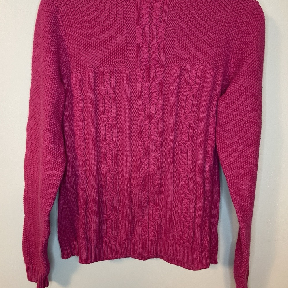 Vineyard Vines Sweater Womens Large Pink Angora Cashmere Cable Knit Turtleneck - Picture 2 of 5